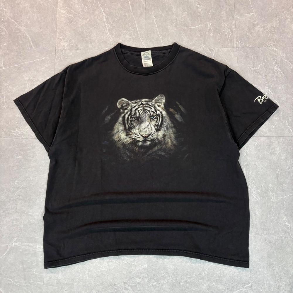 Delta Magnum Weight White Tiger Graphic T-Shirt Busch‎ Gardens Black Mens XL